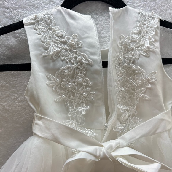 White Pearl and Lace Tulle Flower Girl Dress 3T-4T Worn Once - Picture 6 of 7